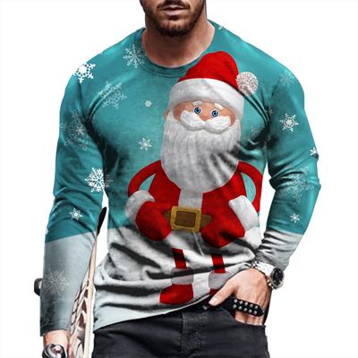 3D Santa Claus Drucken T Shirt Für Männer Casual Oansatz Langarm T-shirt Weihnachten Harajuku Streetwear Fashion Übergroßen X'mas Top