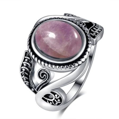 Nasiya Vintage Finger Rings For Women  CopperJewelry 8x10MM Oval Light Purple Created Amethyst Rings  Party Gift