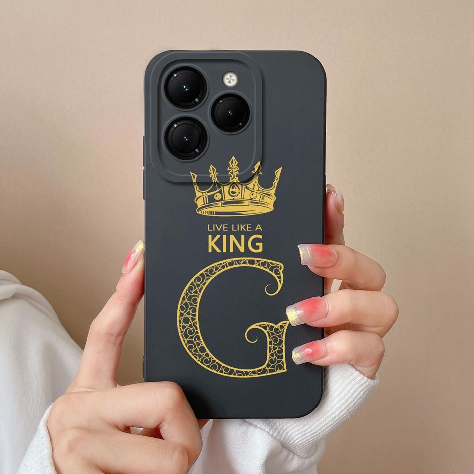 

Для Infinix Smart 8 Zero 30 Note 40 4G Hot 40 GT 20 Pro Itel S24 Чехол для телефона Бампер с защитой от падения Силиконовый мягкий чехол Модная Корона Король Буквы Матовая Капа Infinix Hot 40