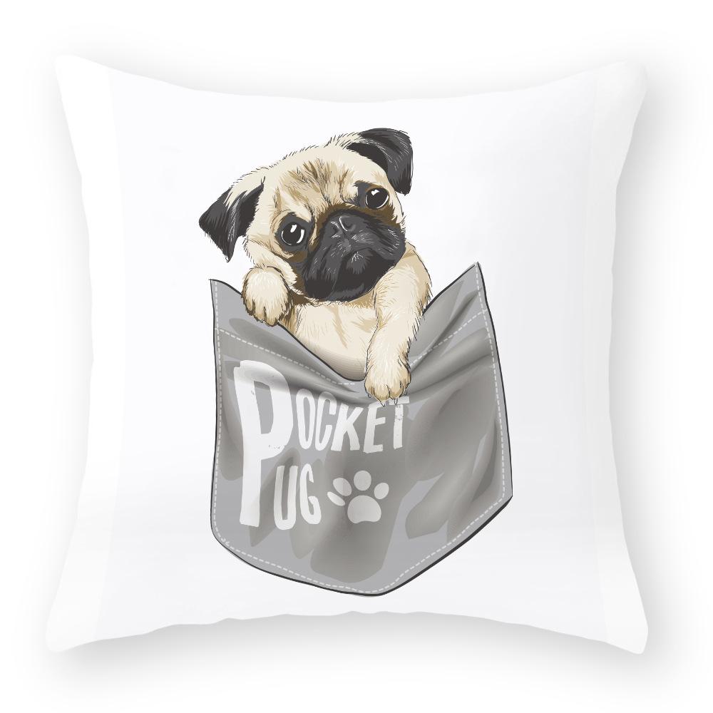 European and American Cartoon Dog Pillow Cover Peach Leather Velvet Print Pillow Cover Cushion Pillow Cover Car Sofa Waist