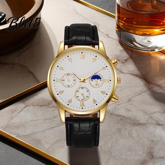 Leather Strap Men Watch Men's Analog Quartz Watches Minimalist Three-Hand