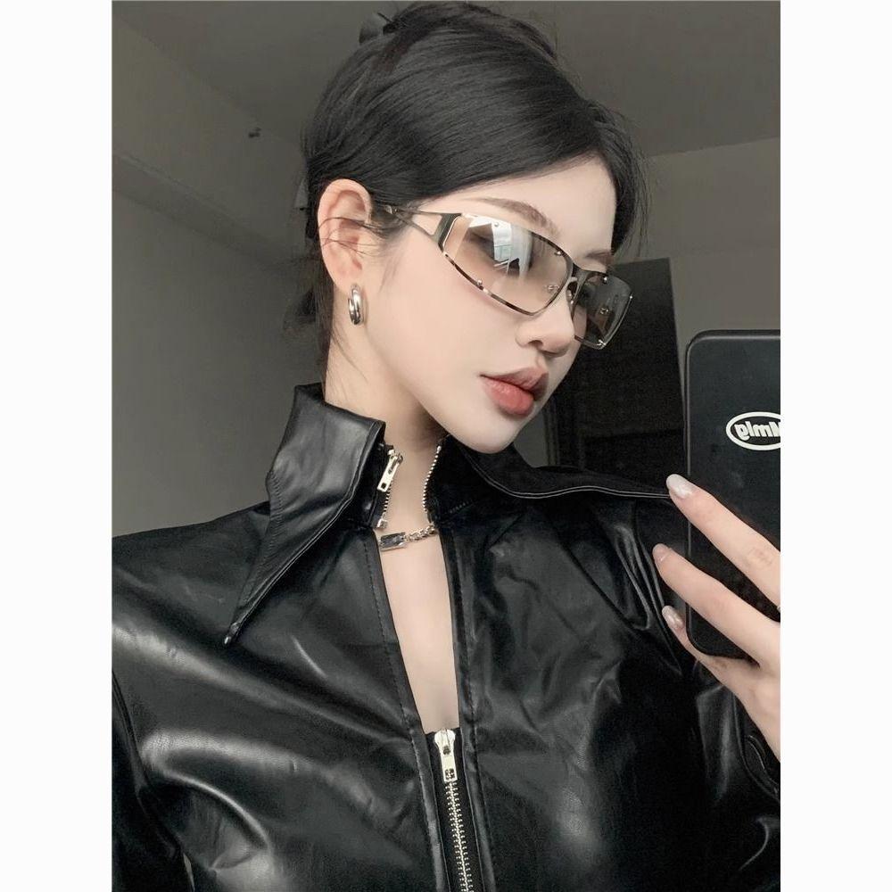 Y2K Sonnenbrille Stilvolle Hohle Sonnenbrille Outdoor UV400 Shades Silber Schwarz Braun für Frauen