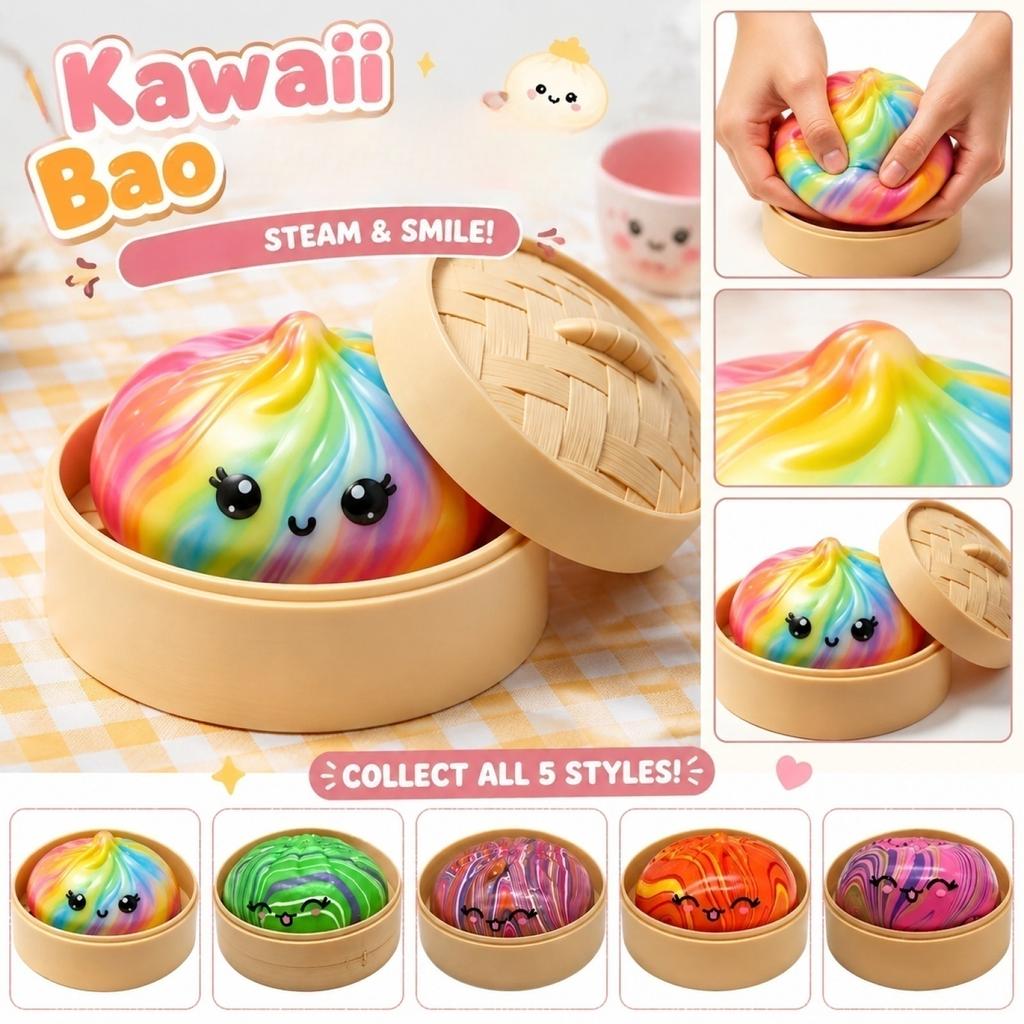 Bun Shaped Toy with Steamer Basket - Cute Toy for Kids, Adults, and Collectors