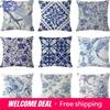 Home Decor Blue And White Floral And Patterned Cushion Covers Pattern Cushion Cover Suitable For Sofa Bedroom Car Pillow Cover