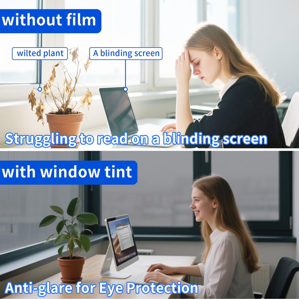 One Way Mirror Window Privacy Film Daytime Anti UV Sun Blocking Heat Control Reflective Window Tint for Home Office Living Room