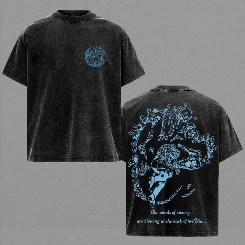 Hot Anime JoJo's Bizarre Adventure Diego Brando Clothing Men Women Tshirts Washed Cotton Tee Retro T-shirt Harajuku Male T Shirt