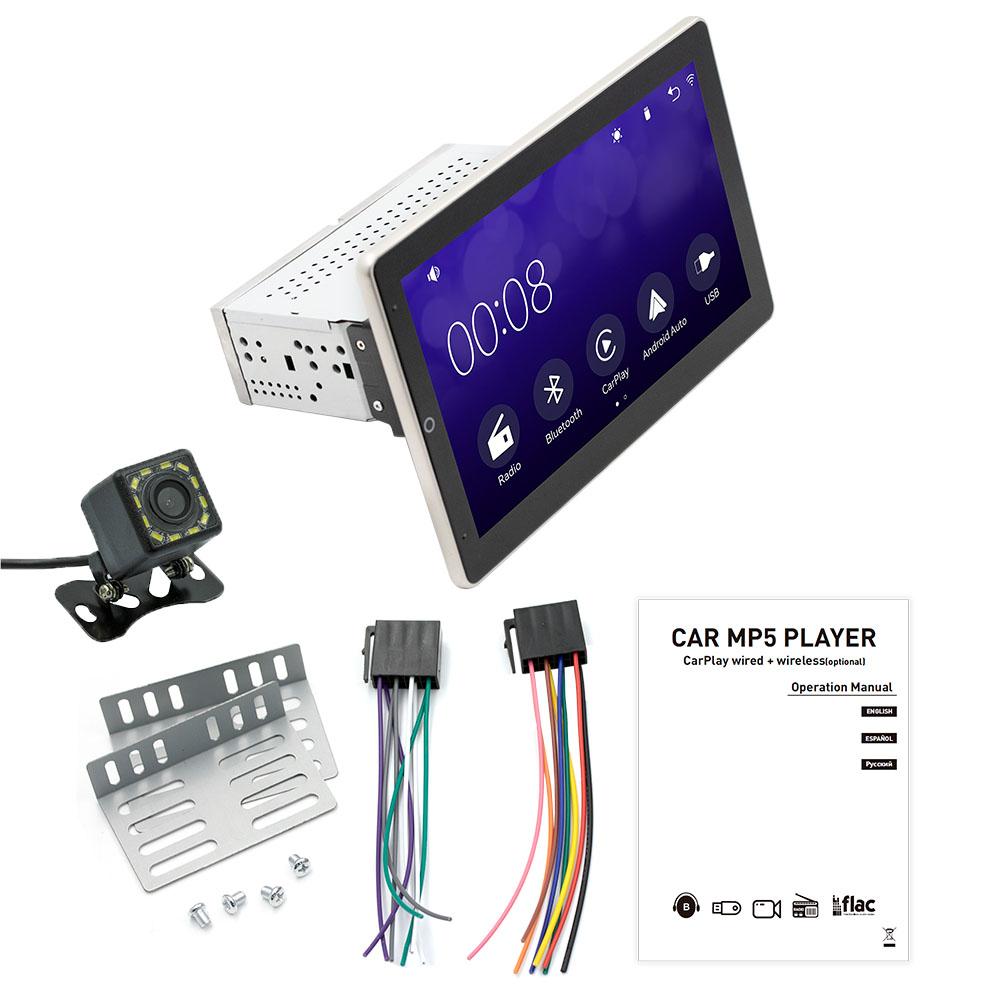 BQCC 1Din 10.1 inch Rotatable Screen Car MP5 Wireless Car and Android Auto Bluetooth Connection FM AM 9930L