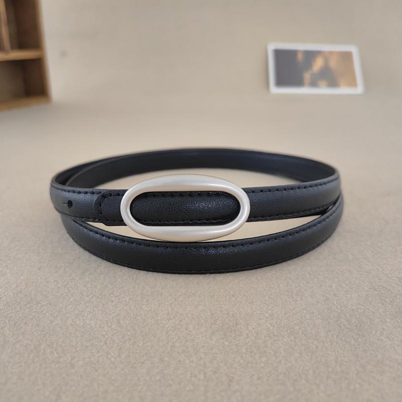 

Fashionable Leather Waist Belt For Dresses And Skirts With Classic Buckle Closure Black