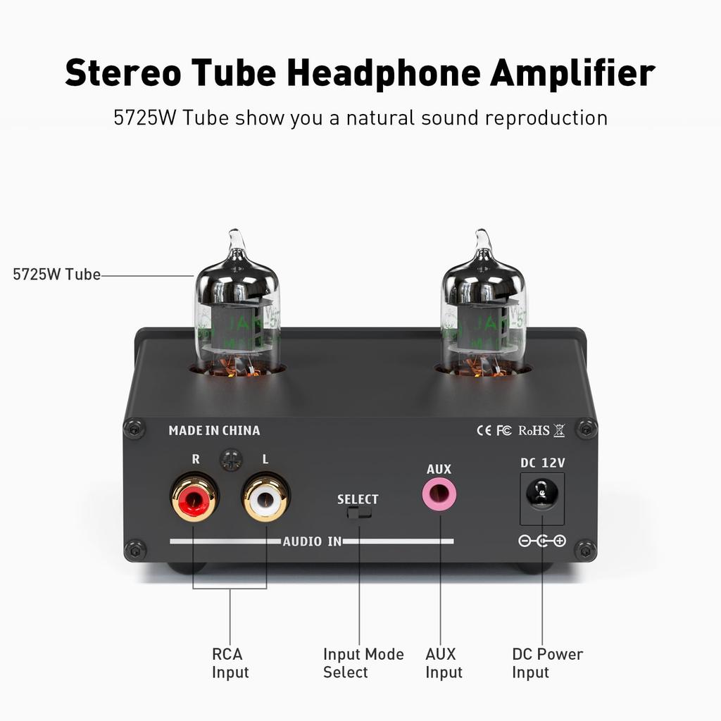 Fosi Audio P2 Headphone Compact Vacuum Tube Headphone Mini HiFi Stereo Low Ground Noise Output Port Amplifier, Amplifier, Audio, Protection, 6.35mm