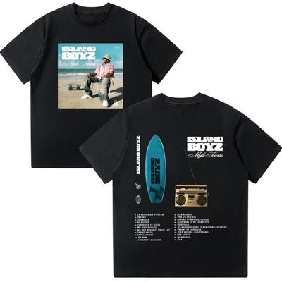 Myke Towers ISLAND BOYz T Shirt 2025 New Album T-Shrit Men Hip Hop Rock Oversized T-shirt Vintage High Quality Summer Streetwear