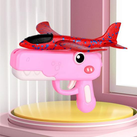 Foam Bombs Dinosaur Airplane Launcher Toy Set Soft Foam Glider Plane with Catapult Mechanism Lightweight Outdoor Flying Toy for Kids Birthday Gifts