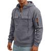 Men's Quarter-Zip Cargo Hoodie with Multi-Pockets Casual Sweatshirt for Everyday Wear