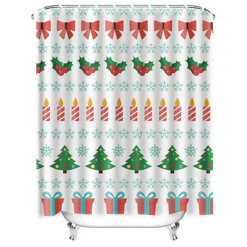 TU Weihnachtsdusche Vorhang Festliche Feiertagsdekoration Wasserdichtes Badezimmer Set Weihnachten Muster Hintergrund
