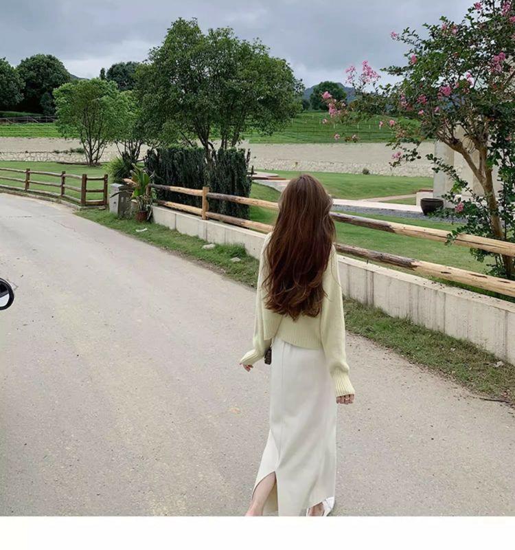 Sweater V-neck Knitted Cardigan Women Short Autumn and Winter Gentle Style Solid Long Sleeve Loose Cardigan Female Top