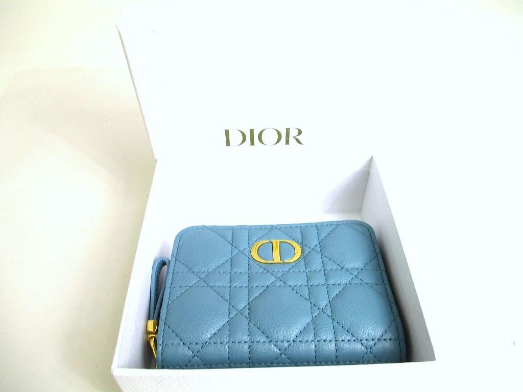 Authentic Dior Turquoise Leather Caro Scrlet Wallet Bifold Wallet #a360  Refurbished