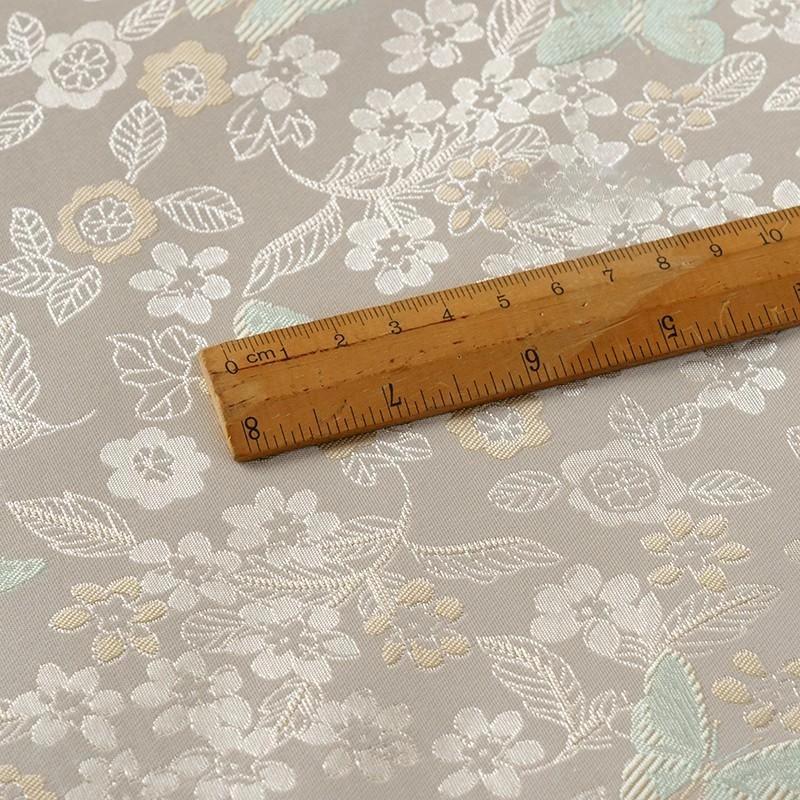 50x150cm/100x150cm Light Yellow Butterfly Flower Brocade Jacquard Fabric New Chinese Coat Vest Silky Luster Clothing Fabric