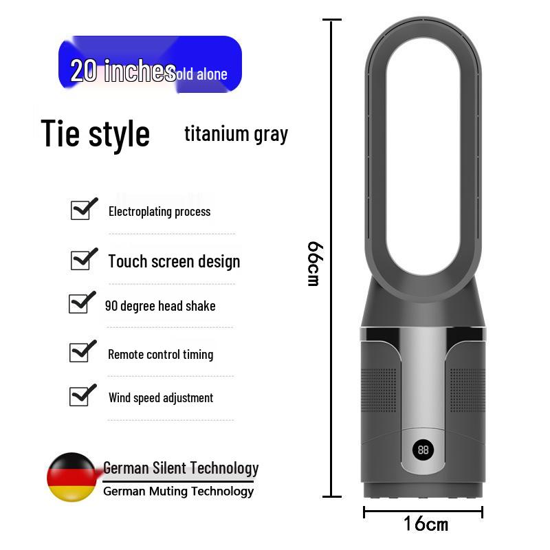 Bladeless Silent Ion Air Purifying Fan with Remote - Dual-Use for Hot & Cold