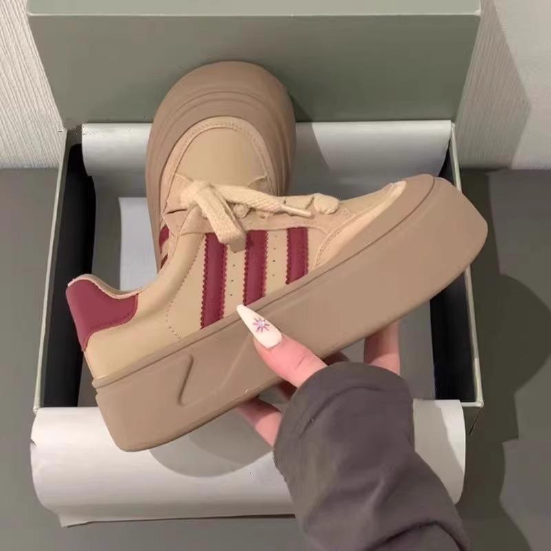 

New shoes retro matte thick baseplate shoes single shoes women s brown versatile sneakers college shoes 35 червоний