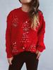 Solid color handmade pearl Christmas three-dimensional decoration plush New Year sweater Christmas sweater 3612 EMA