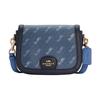 Horse And Garriage Saddle21 Horse And Garriage Printed Flip Leather Saddle Bag Shoulder Crossbody Bag Small Women's Blue