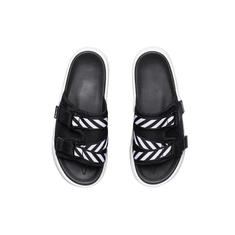 Li Ning Rubber Sole Slide Slippers Women's Black White AGAR014-1
