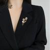 Tulip Design Lapel Pin Women Brooch High-Gloss Rhinestone Inlay Imitation