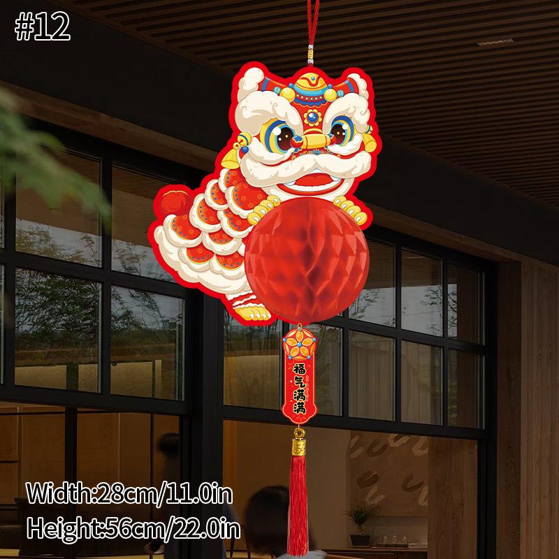 Chinese Red Lantern Traditional New Year Festival Hanging Decor Chinese Spring Festival Paper Honeycomb Lanterns