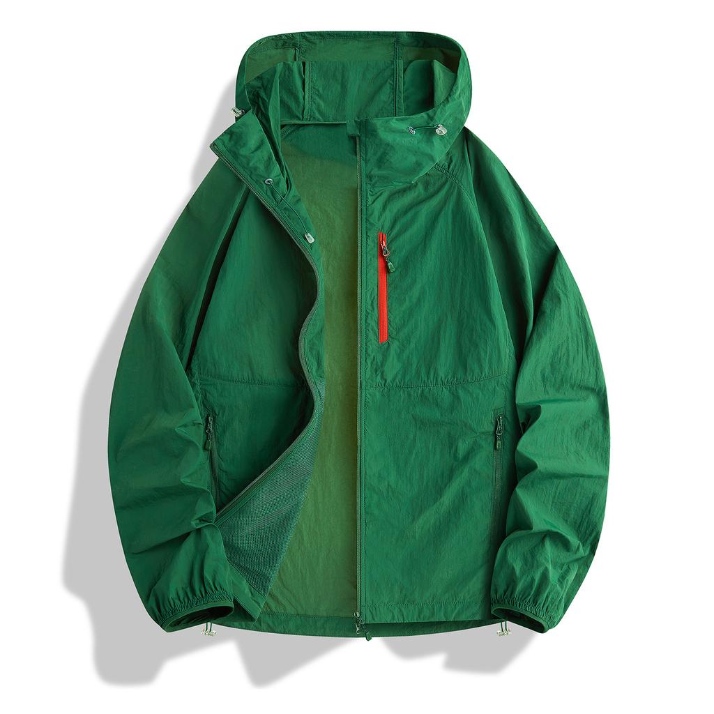 Summer Sunscreen Clothing Lightweight Casual Color Contrast Outdoor Long-sleeved Thin Cool Breathable Cycling Hooded Sunscreen Clothing