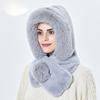 Pălărie de toamnă și iarnă pentru femei, eșarfă caldă, eșarfă plușată, pălărie pulover integrată, protecție pentru urechi, rezistentă la vânt, pălărie Lei Feng pentru călărie