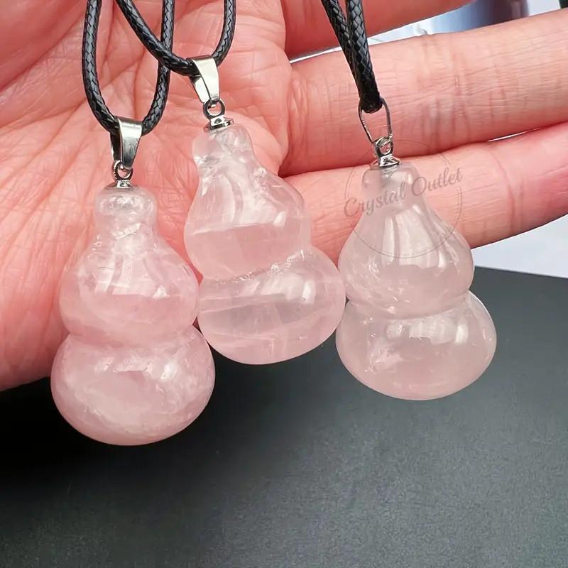 Crystal Pendant Necklace With Natural Water Crystal And Gourd Shape For Diy Jewelry Making