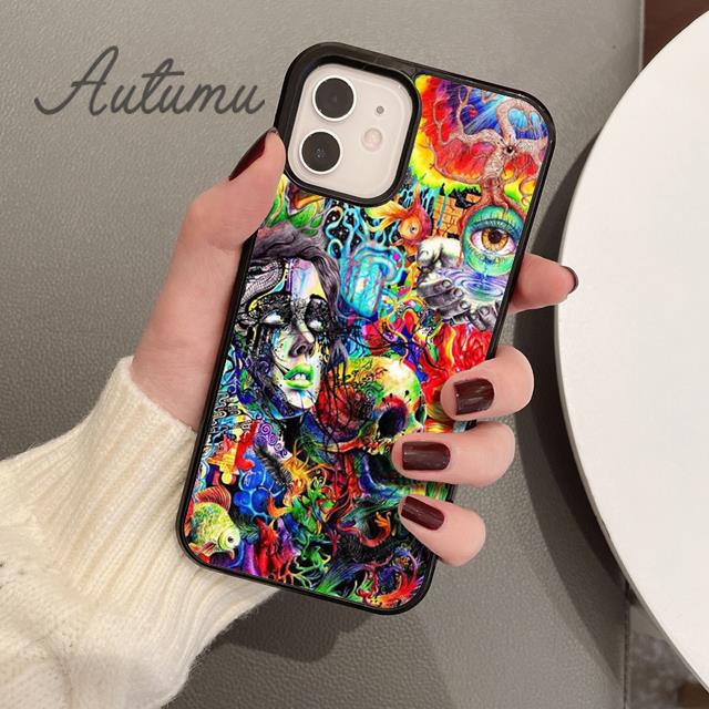Psychedelic Trippy Abstract Art Phone Case for iPhone 11 12 13 14 Pro Max Mini XR XS SE 2020 7 8 Plus Galaxy S21 S22 Shell