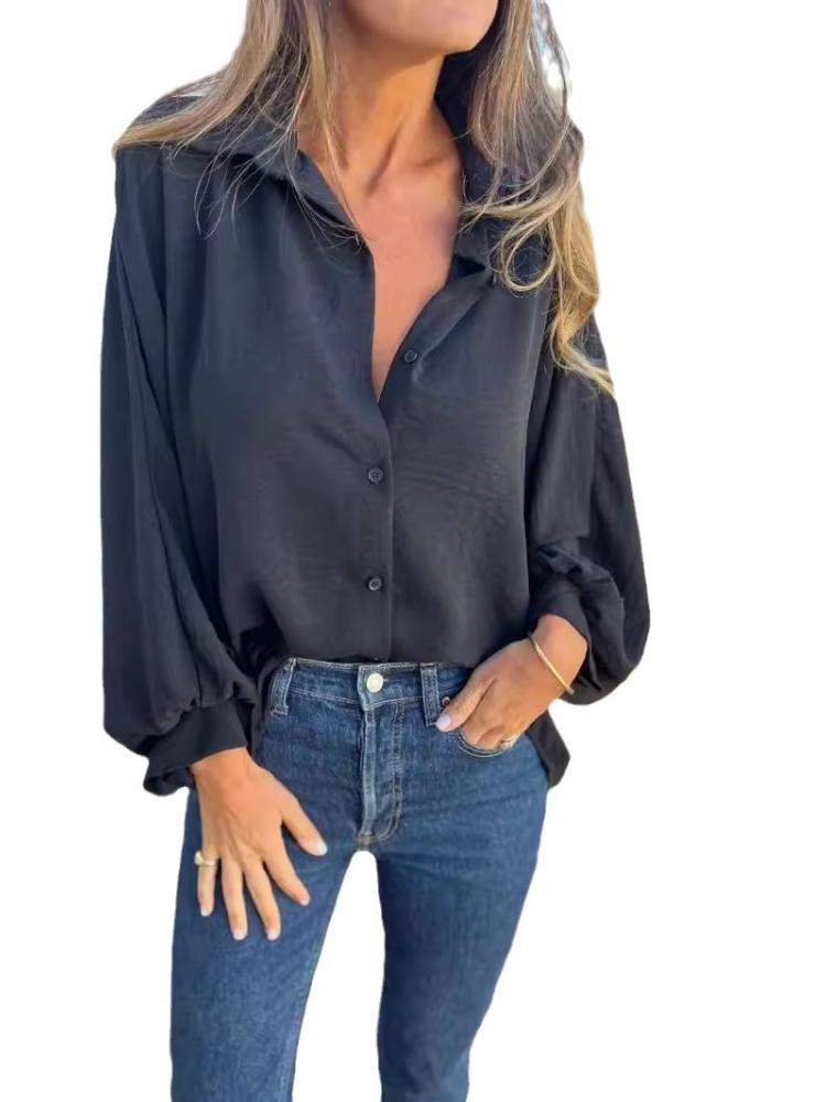 

Осенне-зимняя женская рубашка свободного кроя с рукавами-пузырями и рукавами летучая мышь 5XL