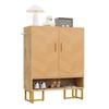 Modern, Minimalist Shoe Cabinet, Unique Wood Grain, Golden Iron Frame, Two-Door Storage Cabinet, Narrow Shoe Cabinet, Shoe Rack, Shoe Tipper,