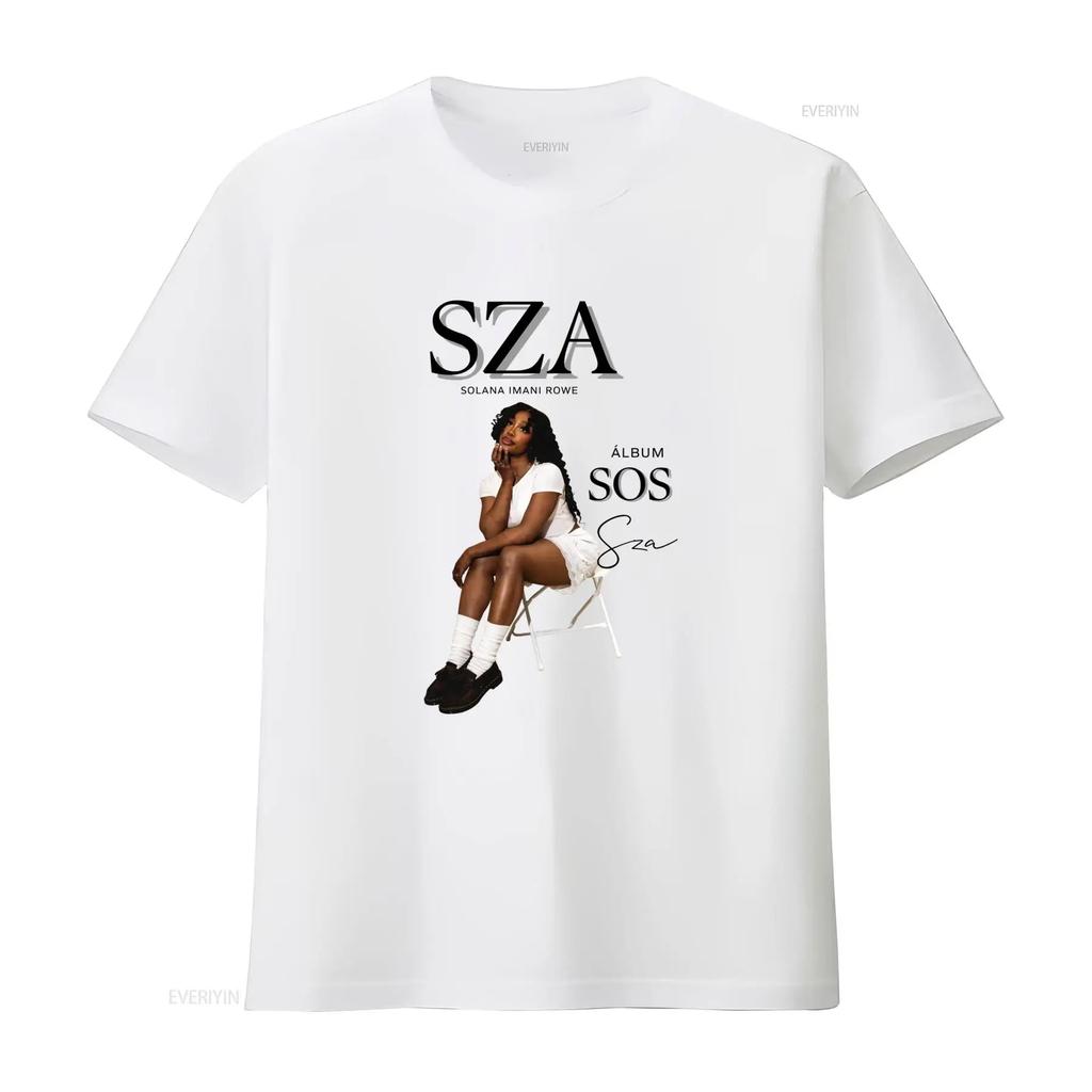 Vintage Streetwear R B Singer Sza Sos Album Print Casual T Shirt Vintage Washed Graphic Streetwear Comfortable Homme Soft