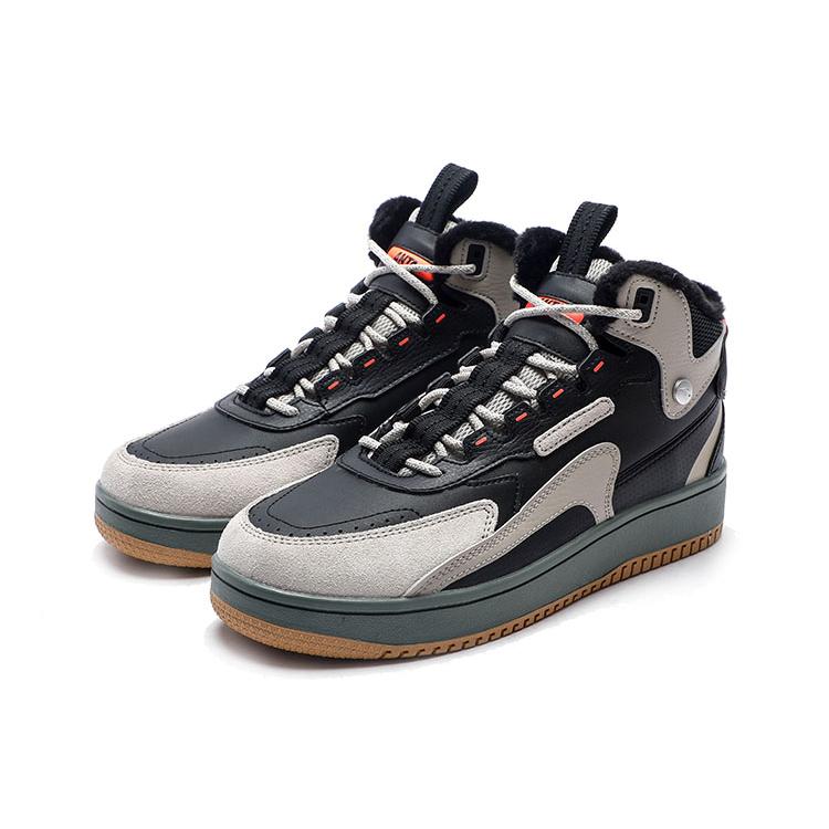 Anta Life Collection Fleece lined High top Skateboard Shoes Men's Gray Black 912148913-1