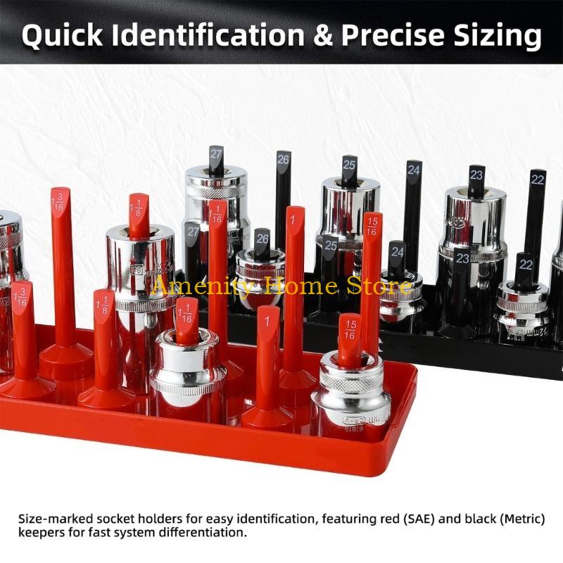 

F26C MultiSize Socket Holder Set, 8Count, Durability PP Construction for Standard & Deep SAE & Metric Sockets Holders CN