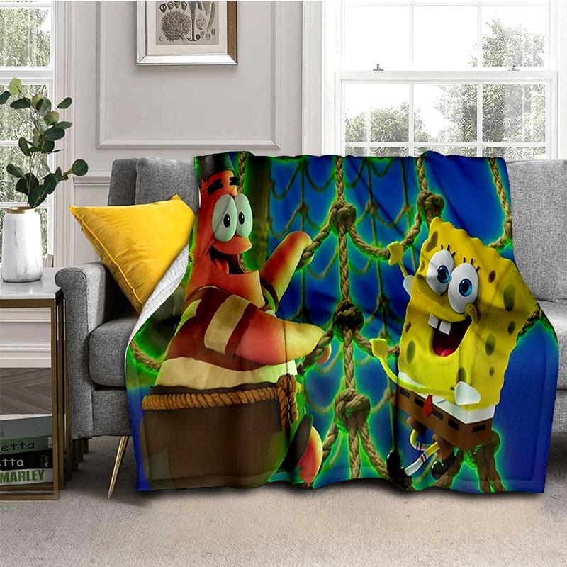 

Funny S-SpongeBob Patrick Star Cartoon Flannel Blanket Soft Warm Throw Blanket for Bedroom Living Room Bed Camping Picnic Kids 75x90cm