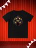 Round Neck Printed Pattern Pullover Short Sleeve Kids Tops Black Panther
