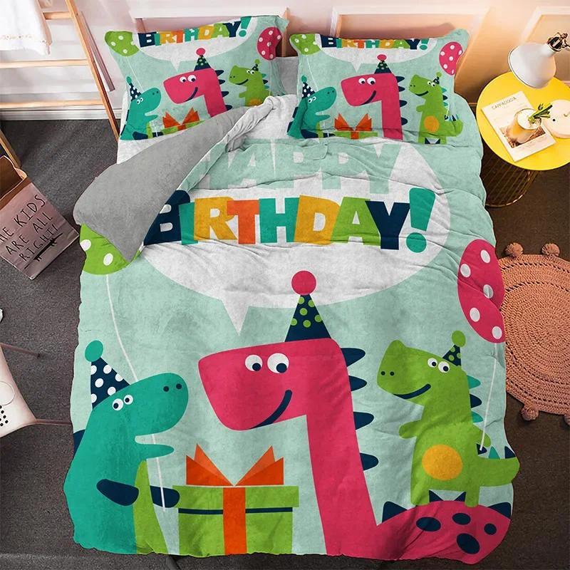 Cartoon Dinosaurier Boho Bequem Bettdecke Bettbezug Kissenbezug Bettwäscheset Kinder Schlafzimmer Dekoration Heimtextil