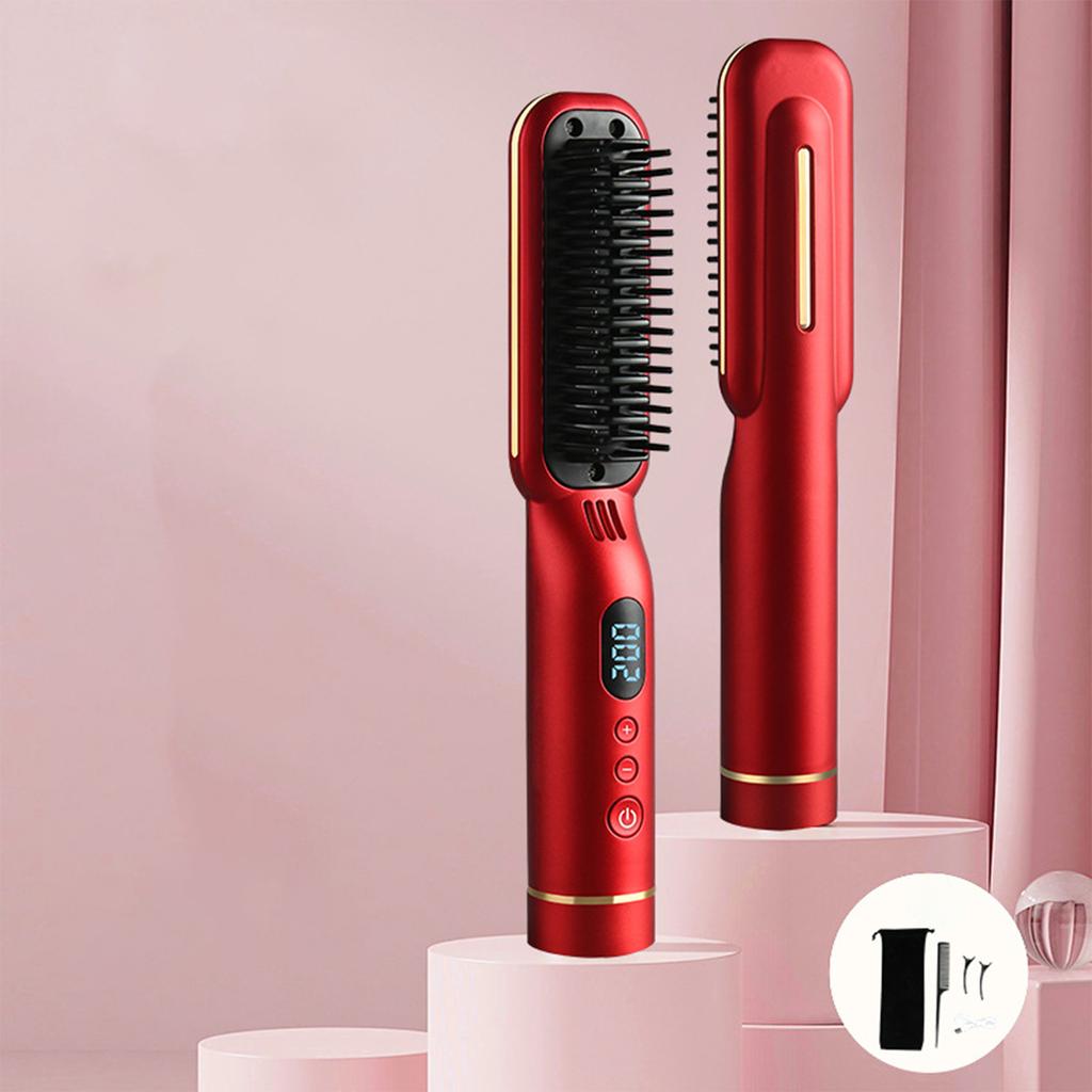 Lazy Hair Straightening Comb Without Damaging Hair, Wireless Portable Mini Electric Curling Comb, Negative Ion Care and Electric Curling Stick
