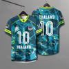 Maglia da tifoso di calcio thailandese Nero Giallo Design a Contrasto Accento con Stemma Nazionale Tessuto a Rete Traspirante Top Sportivi Casual Saldo di Svuotamento