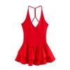 Spring and Summer Women clothes Laminated Decorative Hem Patchwork Hanging Collar Fashion Sleeveless Short Dress 4174376