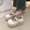 Retro thick-soled shallow-mouth single shoes women's new spring matching skirts versatile round-headed Mary Jane shoes