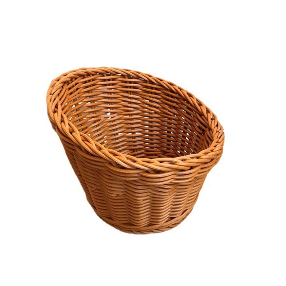 

Coffee Bread Fruit Tray Imitation Rattan Woven Organization Box Gift Kitchen Storage Basket Round-S