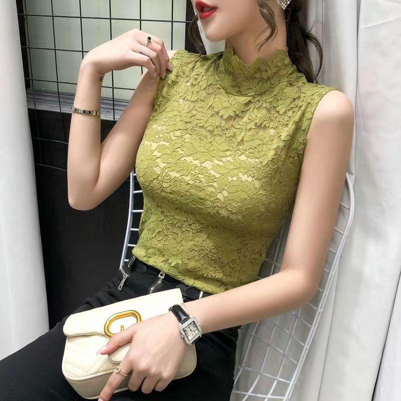Women's Stand-up Collar Lace Sleeveless Vest - Stylish Fake Collar Base Layer Top