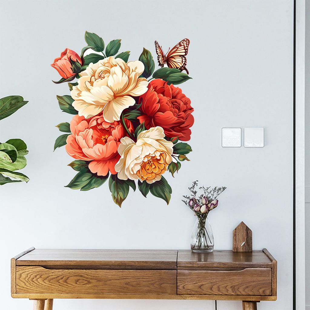 Creative Flower Butterfly Wall Stickers Self Adhesive Home Decor for Living Room Bedroom Entrance