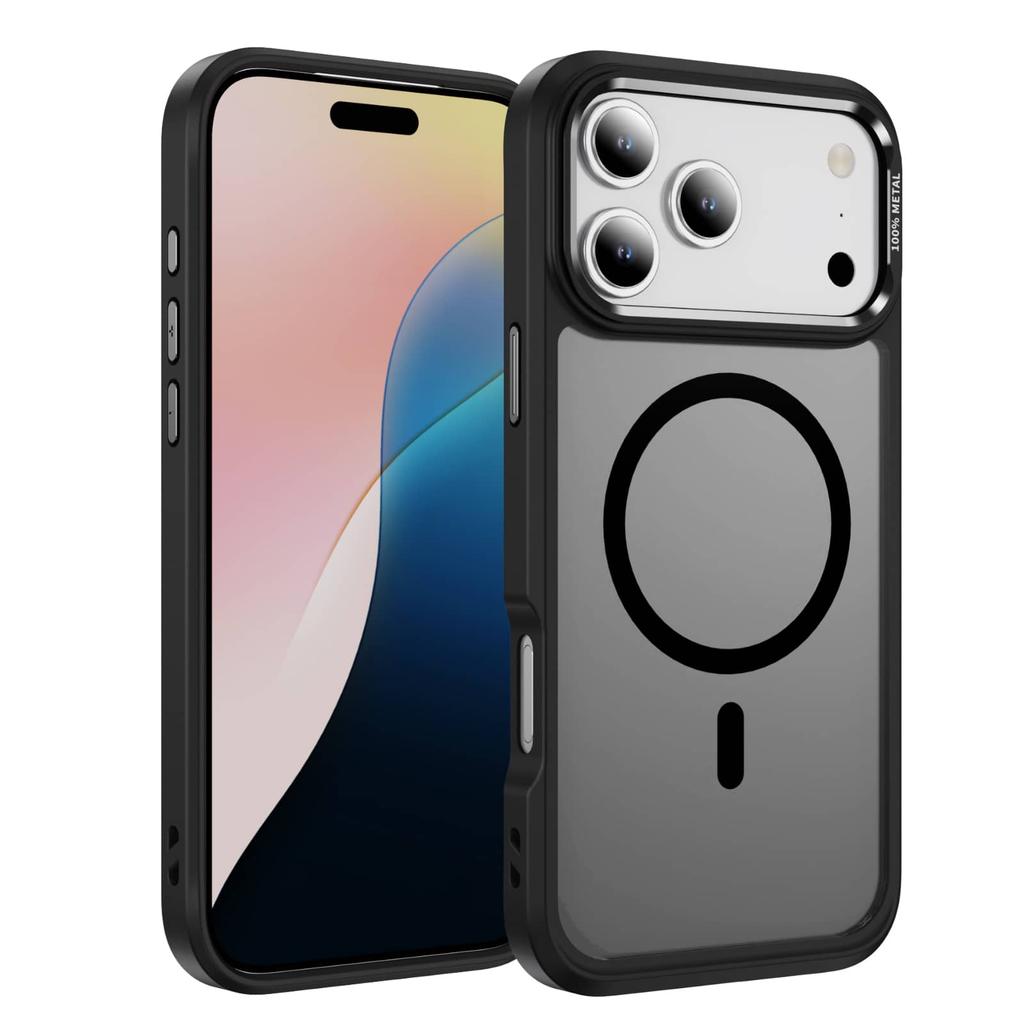For iPhone 17/Air/16/15/14/13 Pro Max 12 11 Case, Compatible with Magnetic Translucent Matte Back Silicone Bumper Shockproof