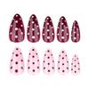 Almond Press On Nails Medium Fake Nails with Polka Dot Designs Artificial Acrylic Purple Wine Nails Press Ons Glue On Nails Holiday Stick On Nails