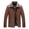 Lapel Leather Jacket Men's Lapel Trendy Handsome High-end PU Locomotive Men's Spring and Autumn Leather Jacket