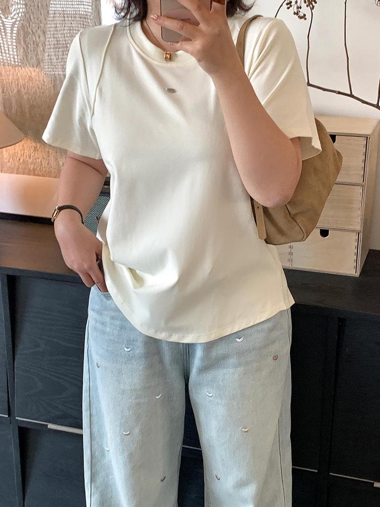 2026 Spring Plus Size Women's Casual Round Neck Short Sleeve T-shirt (200 Jin, W-262)